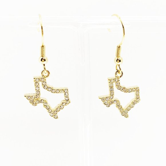 State of Texas Rhinestone Dangle Earrings - Picture 2 of 3